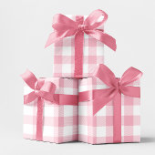 Grote pastroze en witte gingham cadeaupapier