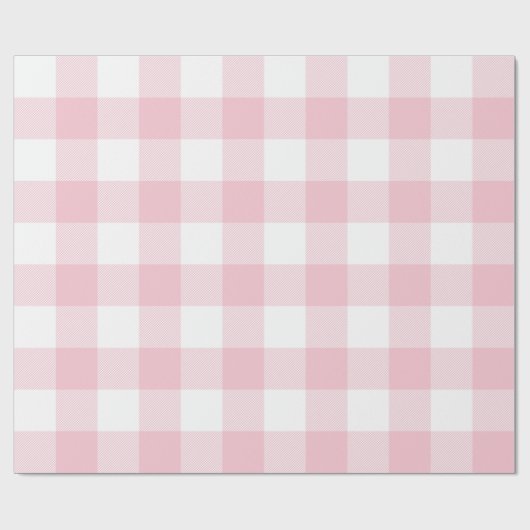 Grote pastroze en witte gingham cadeaupapier (Vlak)