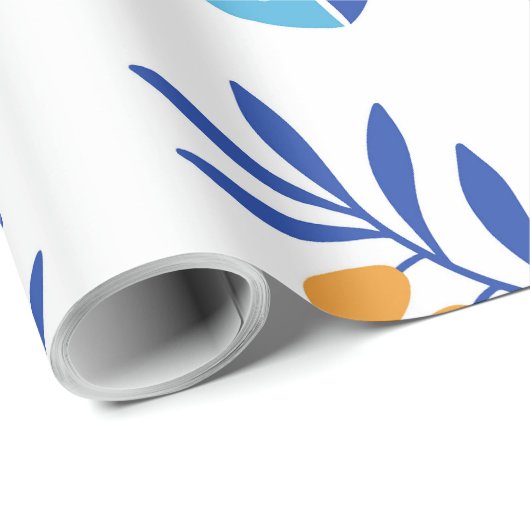 Grote Patroon Menorah en Dreidel Chanoeka Cadeaupapier (Rol Hoek)