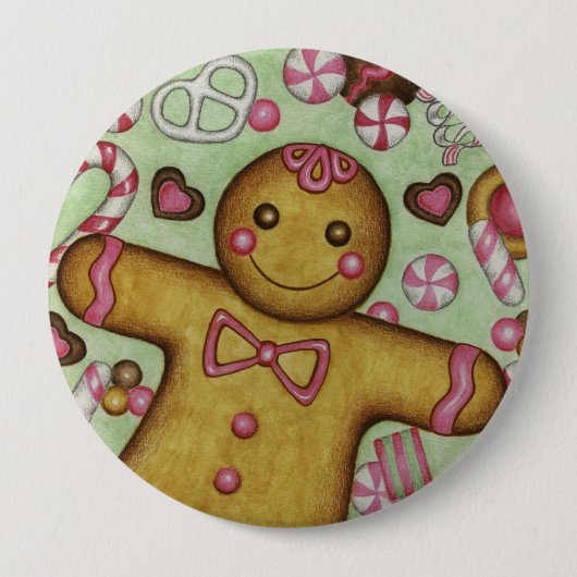 Grote Peperkoek Close-up Knop Ronde Button 4,0 Cm (Voorkant)