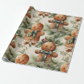 Grote peperkoek Man & Evergreen Wrapping Paper Cadeaupapier (Uitgerold)
