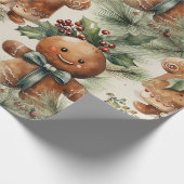 Grote peperkoek Man & Evergreen Wrapping Paper Cadeaupapier (Hoek)
