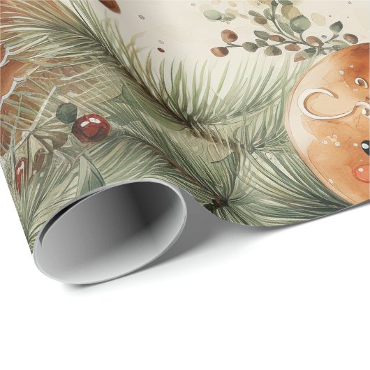 Grote peperkoek Man & Evergreen Wrapping Paper Cadeaupapier (Rol Hoek)