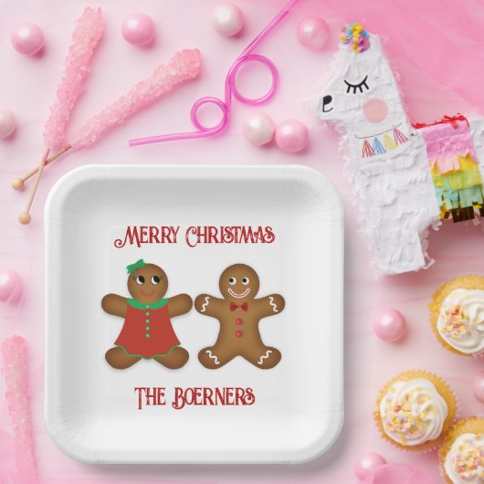 Grote peperkoek Paar koekjes Kerstmis Papieren Bordje (Feest)