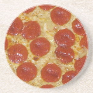 grote pepperoni pizza zandsteen onderzetter