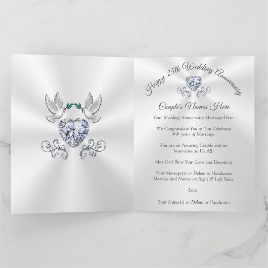 Grote, persoonlijke 25e Jubileum Kaarten (Binnen)