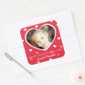 Grote persoonlijke Valentijn fotostickers / rood Vierkante Sticker (Envelop)