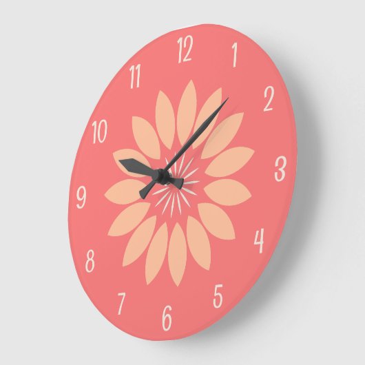 Grote perzik bloem op koraal grote klok (Hoek)