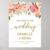 Grote Perzik en Roze Pony Flowers Weddenschap Poster (Voorkant)