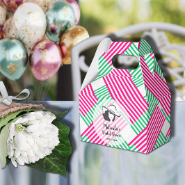 Grote Pet Derby Lady Hot Roze Groene Strepen Gable Bedankdoosjes