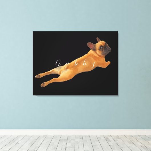 Grote Pet Waterverf Afbeelding en Naam Canvas Afdruk (Insitu (Houten vloer))