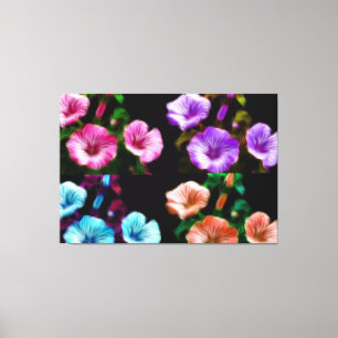 Grote Petunias Quadtych Art Wrapped Canvas Afdruk