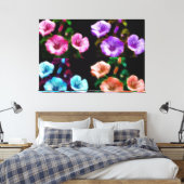 Grote Petunias Quadtych Art Wrapped Canvas Afdruk (Insitu (Slaapkamer))