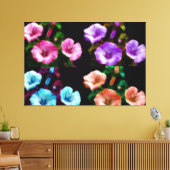 Grote Petunias Quadtych Art Wrapped Canvas Afdruk (Insitu (Woonkamer))
