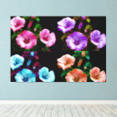 Grote Petunias Quadtych Art Wrapped Canvas Afdruk (Insitu (Houten vloer))