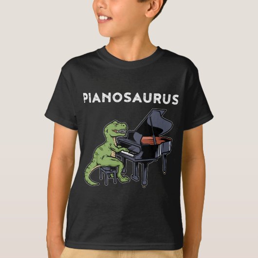 Grote Pianist Gift Dinosaurus Muziek Piano T-shirt (Voorkant)