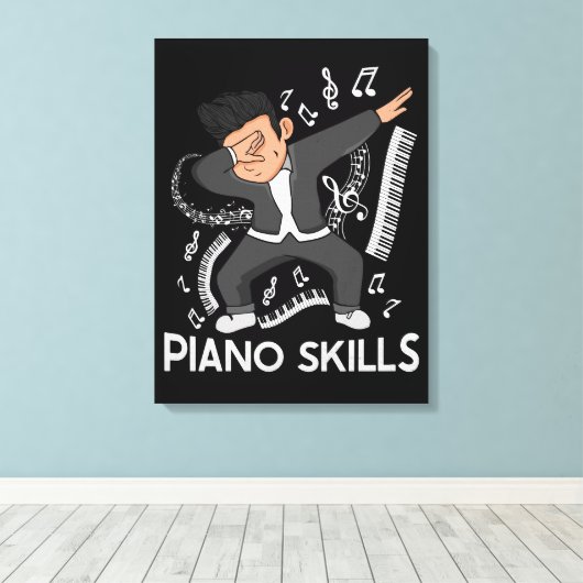 Grote Pianist Kinder Pianist Gift Music Piano Canvas Afdruk (Insitu (Houten vloer))