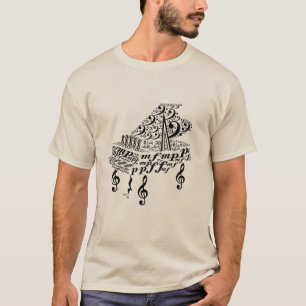 Grote piano, chopin, muzieknoten, muzieksymbolen t-shirt