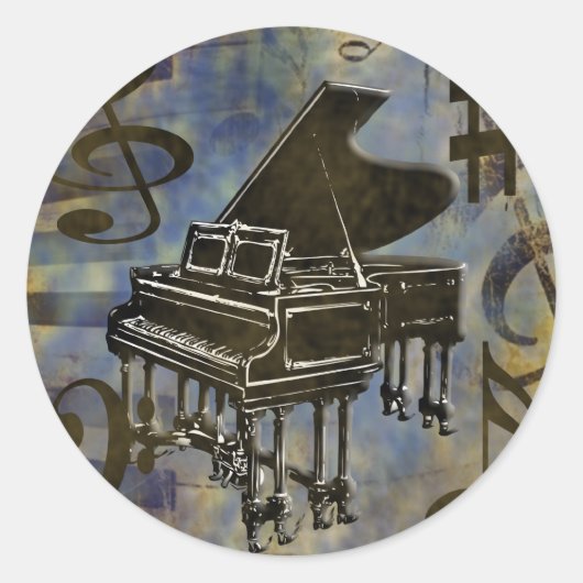 Grote Piano Collage Ronde Sticker (Voorkant)