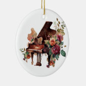 Grote Piano en Bloemen Kerstornament Keramisch Ornament (Rechts)