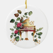 Grote Piano en Bloemen Kerstornament Keramisch Ornament (Achterkant)