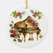 Grote Piano en Bloemen Kerstornament Keramisch Ornament (Voorkant)