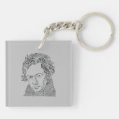 Grote piano en Ludwig van Beethoven, muzieknoten Sleutelhanger (Achterkant)