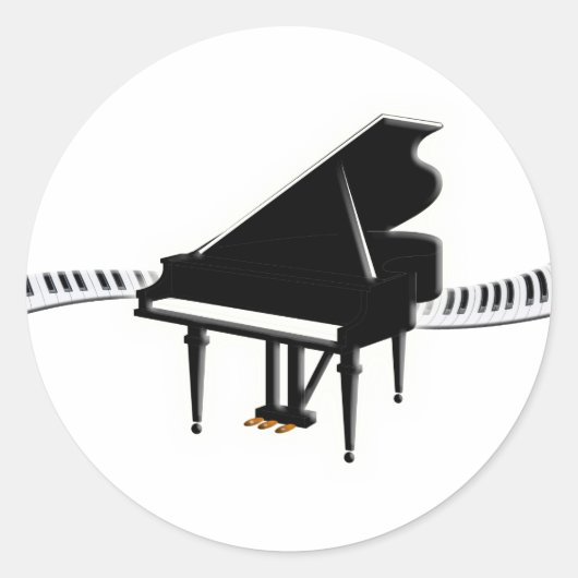 Grote piano en toetsenbord ronde sticker (Voorkant)