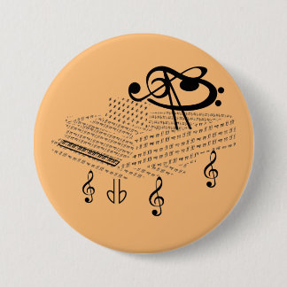 Grote piano, klassieke muziek ronde button 7,6 cm