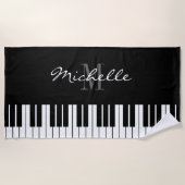 Grote piano-sleutels aangepaste monogram strandhan strandlaken (Voorkant)
