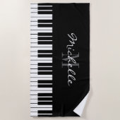 Grote piano-sleutels aangepaste monogram strandhan strandlaken (Voorkant)