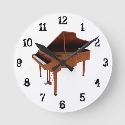 Grote piano: Wall Clock Ronde Klok (Voorkant)