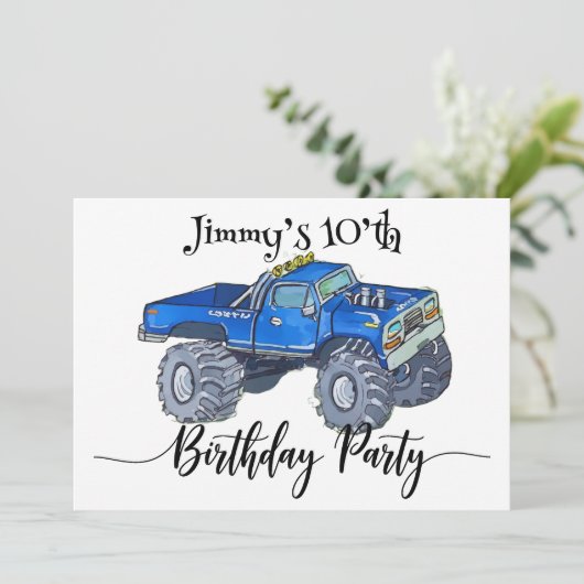 Grote pick-up truck save the date (Staand voorkant)