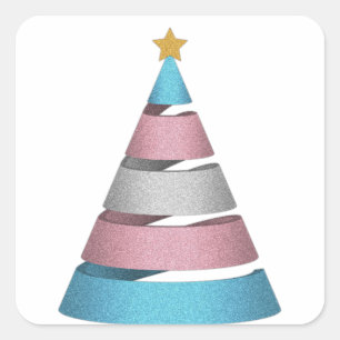 Grote piraalvormige transgenderpride kerstboom vierkante sticker