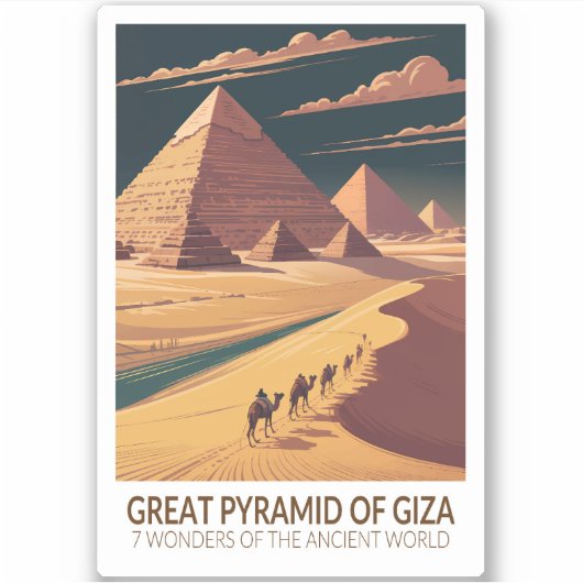 Grote Piramide van Gizeh Zeven Wereldwonderen Sticker (Voorkant)