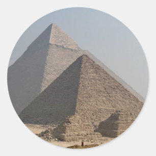 Grote Piramides van Giza onder heldere blauwe luch Ronde Sticker