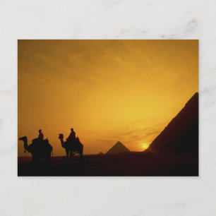 Grote Piramides van Gizeh, Egypte bij zonsondergan Briefkaart