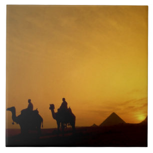 Grote Piramides van Gizeh, Egypte bij zonsondergan Tegeltje
