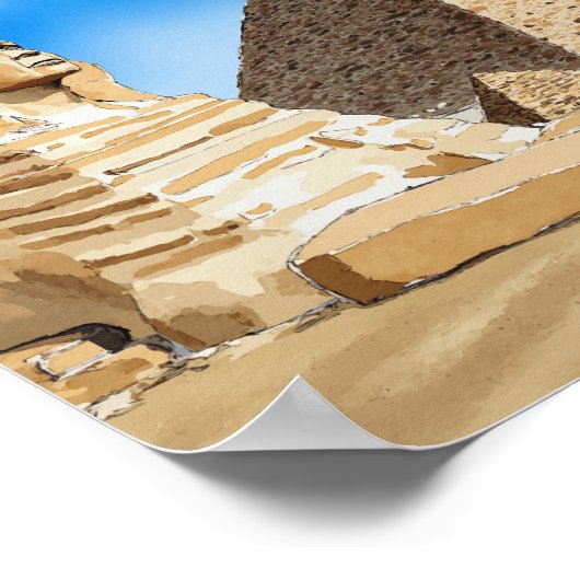 Grote Piramides van Gizeh Egypte Waterverf Poster (Hoek)