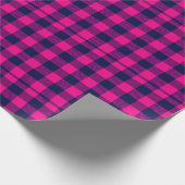 Grote Pixel Check Plaid in Roze Navy Cadeaupapier (Hoek)