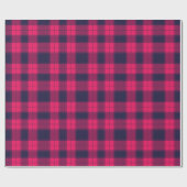 Grote Pixel Check Plaid in Roze Navy Cadeaupapier (Vlak)