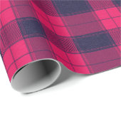 Grote Pixel Check Plaid in Roze Navy Cadeaupapier (Rol Hoek)