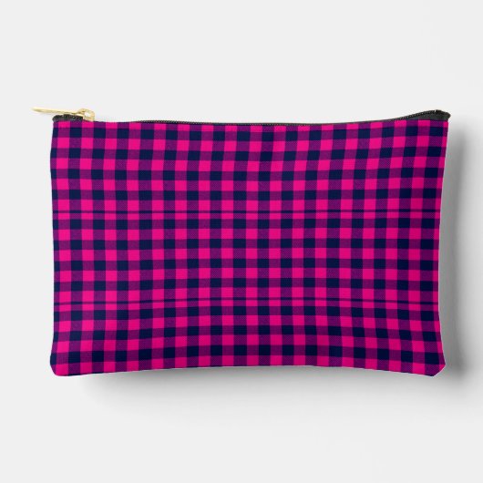 Grote Pixel Check Plaid in Roze Navy Etui (Voorkant)