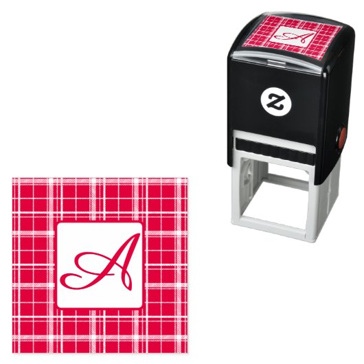 Grote Plaid Zelf Inking Initiaal Stamp Zelfinktende Stempel (In situ)