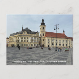 Grote Plein, (Piaţa Mare), Sibiu, Roemenië op een Feestdagenkaart