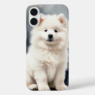 GROTE PLUIZIGE WITTE SAMOYED PUPPY HOND iPhone 16 PLUS HOESJE