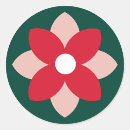 Grote Poinsettia Dennengroen Kerststicker Ronde Sticker