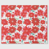 Grote Poinsettia Patroon Kerstmis Cadeaupapier (Vlak)
