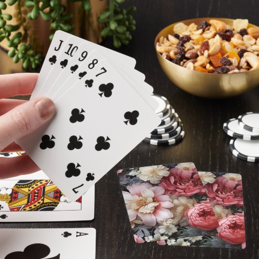 grote poker bloemenspeelkaarten, pokerkaarten (Insitu)