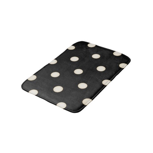 Grote Polka Dots Antiek Wit en Zwart Badmat (Gekanteld)